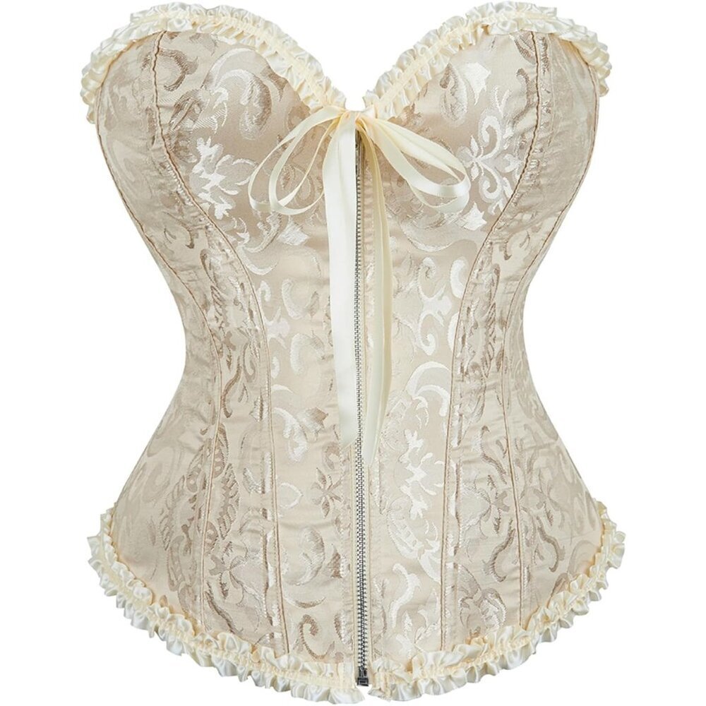 Women Lace Up Corset Top Polyester Sexy Zipper Waist Shaping for Formal